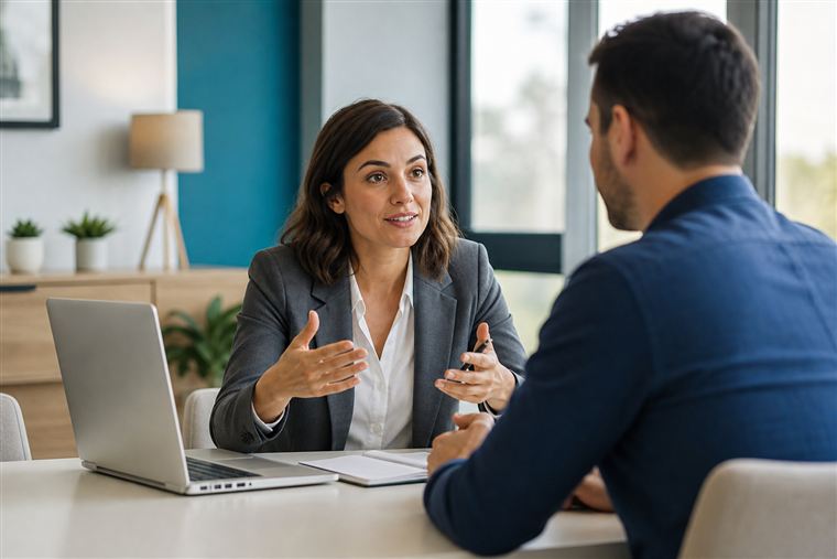 Consultor veicular conversando com cliente
